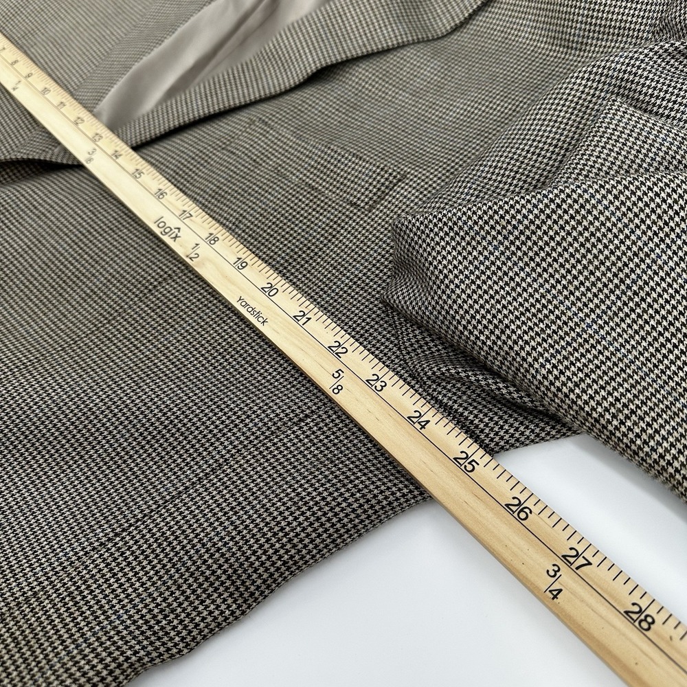 Lauren Ralph Lauren Mens 46R Blazer Brown Houndstooth Blue Overcheck Sport Coat - Picture 8 of 9